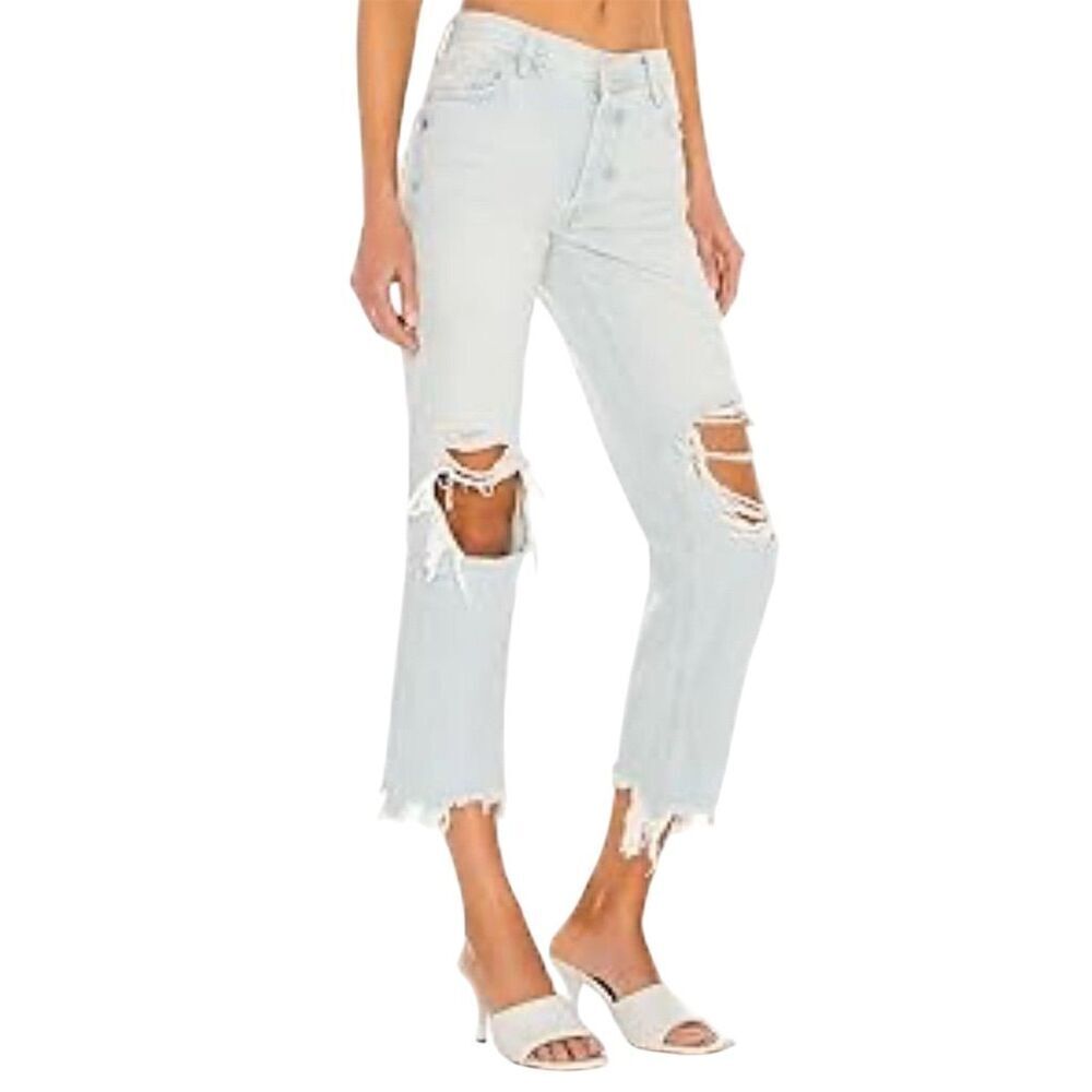 Free People We The Free Maggie Jeans Women's 25 Blue Distressed Mid-Rise Crop - Picture 4 of 16